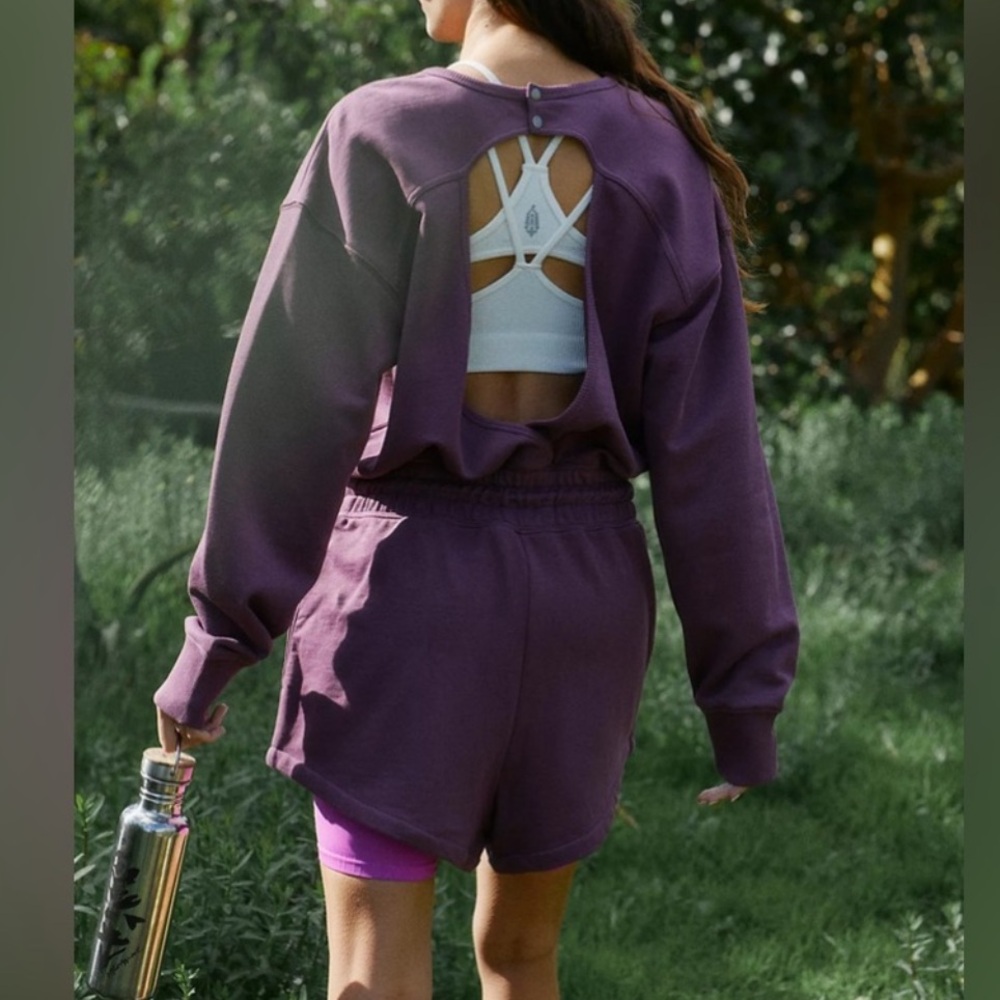 Free people By FP movement women romper Jumpsuit size XS deep purple NWOT - Picture 1 of 16